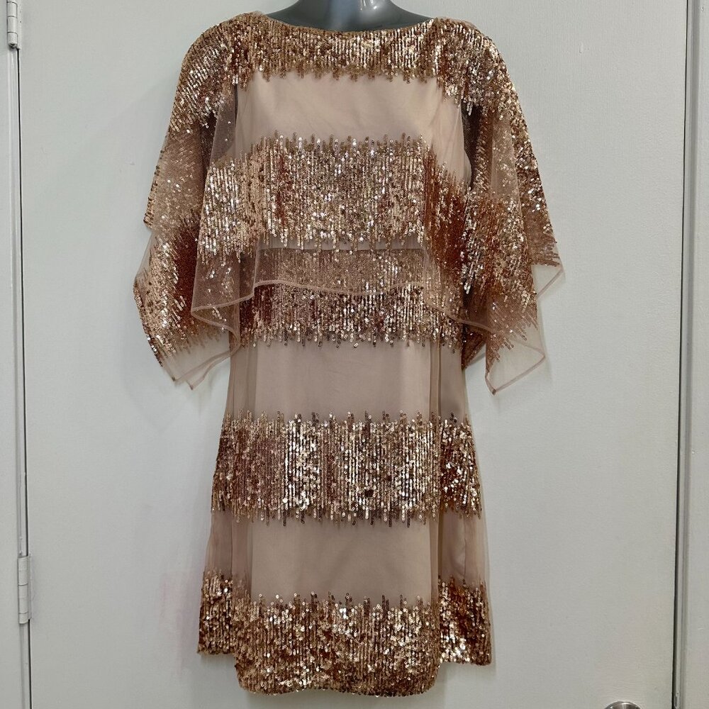 Belle Badgley Mischka Modele Dress Rose Gold Sequin Mini Dress NWT Size 4